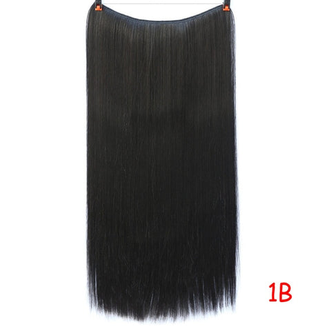 DIFEI 24 inches Women Fish Line Hair Extensions Black Brown Blonde Natural Wavy Long High Tempreture Fiber Synthetic Hairpiece