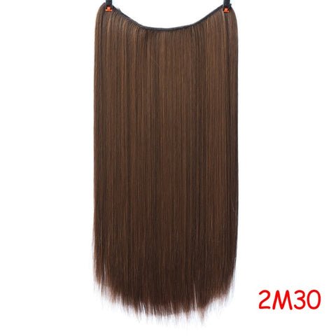 DIFEI 24 inches Women Fish Line Hair Extensions Black Brown Blonde Natural Wavy Long High Tempreture Fiber Synthetic Hairpiece