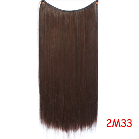 DIFEI 24 inches Women Fish Line Hair Extensions Black Brown Blonde Natural Wavy Long High Tempreture Fiber Synthetic Hairpiece