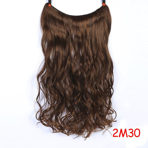 DIFEI 24 inches Women Fish Line Hair Extensions Black Brown Blonde Natural Wavy Long High Tempreture Fiber Synthetic Hairpiece