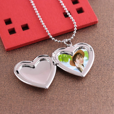 HOOH 1PC Heart Shaped Friend Photo Picture Frame Locket Pendant for Necklace Romantic Jewelry Couple Valentine's Day Gift