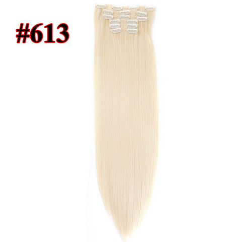 Leeons 16 colors 16 clips Long Straight Synthetic Hair Extensions Clips in High Temperature Fiber Black Brown Hairpiece