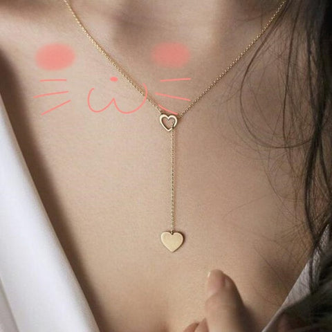 NK607 New Punk Fashion Minimalist Two Leaves Pendant Clavicle Necklaces For Women Jewelry Gift Tassel Summer Beach Chain Collier