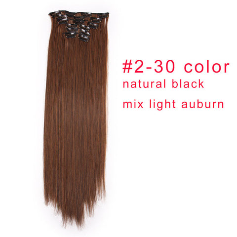 I's a wig 15 colors 16 clips Long Straight Synthetic Hair Extensions Clips in High Temperature Fiber Black Blonde Hairpiece