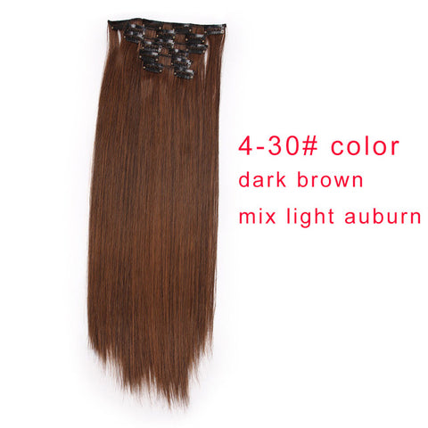 I's a wig 15 colors 16 clips Long Straight Synthetic Hair Extensions Clips in High Temperature Fiber Black Blonde Hairpiece