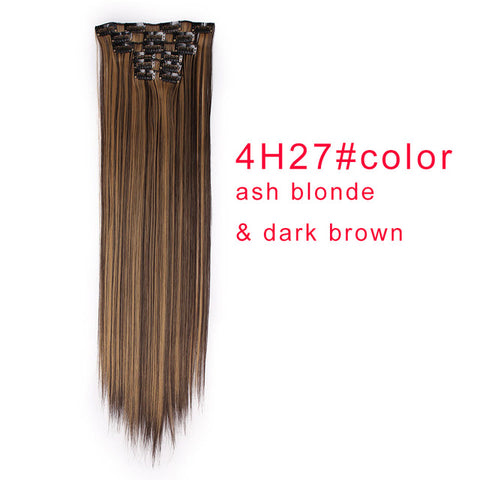 I's a wig 15 colors 16 clips Long Straight Synthetic Hair Extensions Clips in High Temperature Fiber Black Blonde Hairpiece