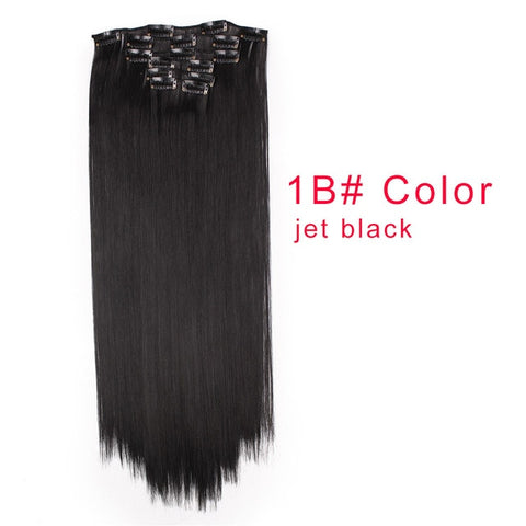 I's a wig 15 colors 16 clips Long Straight Synthetic Hair Extensions Clips in High Temperature Fiber Black Blonde Hairpiece