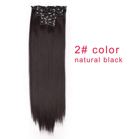 I's a wig 15 colors 16 clips Long Straight Synthetic Hair Extensions Clips in High Temperature Fiber Black Blonde Hairpiece