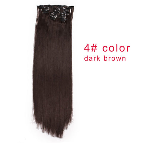 I's a wig 15 colors 16 clips Long Straight Synthetic Hair Extensions Clips in High Temperature Fiber Black Blonde Hairpiece