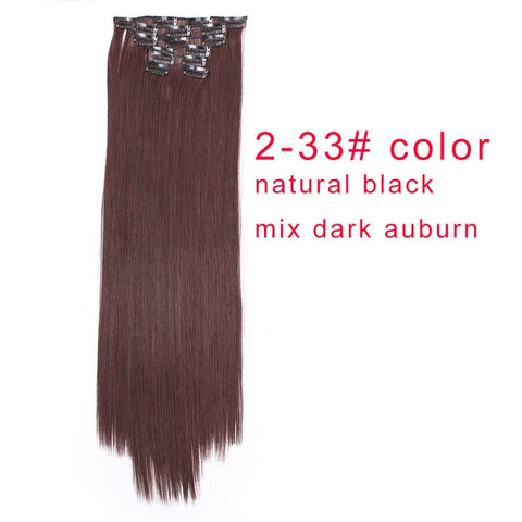 I's a wig 15 colors 16 clips Long Straight Synthetic Hair Extensions Clips in High Temperature Fiber Black Blonde Hairpiece