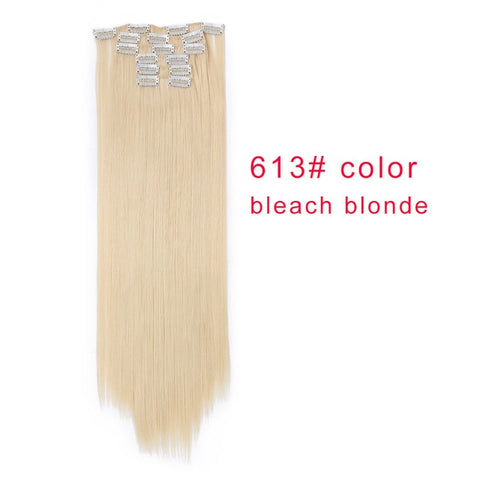 I's a wig 15 colors 16 clips Long Straight Synthetic Hair Extensions Clips in High Temperature Fiber Black Blonde Hairpiece