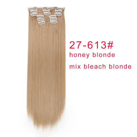 I's a wig 15 colors 16 clips Long Straight Synthetic Hair Extensions Clips in High Temperature Fiber Black Blonde Hairpiece