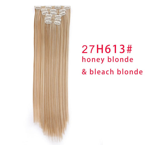 I's a wig 15 colors 16 clips Long Straight Synthetic Hair Extensions Clips in High Temperature Fiber Black Blonde Hairpiece