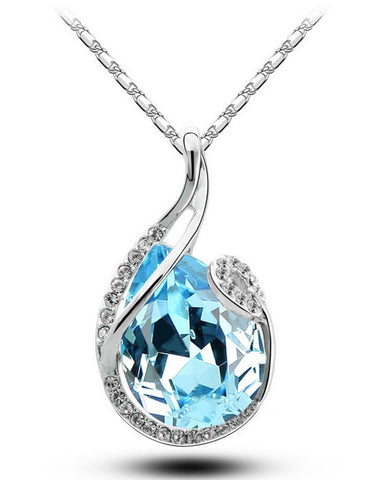 Lovely gift Free Shipping promotion quality hot popular Austrian Crystal water tear drop Pendant design Necklace fashion jewelry