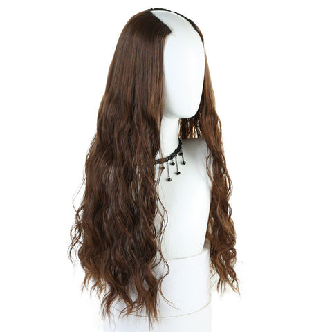 WTB Long Wavy Culry U-Shaped Half Wig for Women 24" Natural Female Long Black Brown Wigs Heat Resistant Synthetic Fake Hair