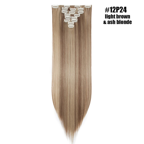 S-noilite 26" 8pcs Long Straight Women Clips in Hair Extension Synthetic Hairpiece Haistyle Heat Resistant White Red Purple