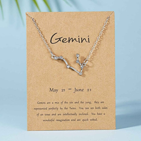 Belleper 12 Constellation Zodiac Sign Necklace For Women Silver Jewelry Leo Libra Aries Pendant Horoscope Astrology Necklace