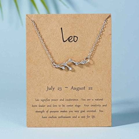 Belleper 12 Constellation Zodiac Sign Necklace For Women Silver Jewelry Leo Libra Aries Pendant Horoscope Astrology Necklace