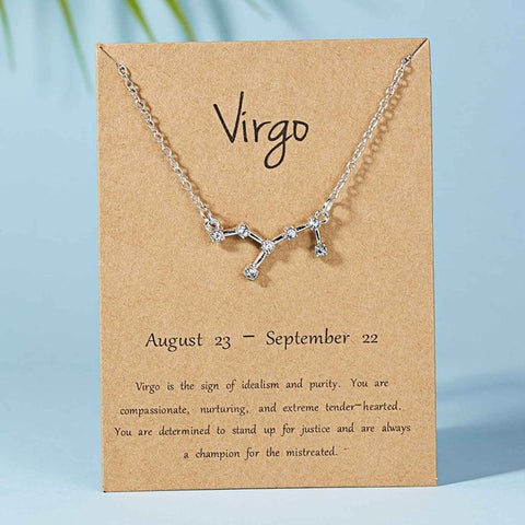 Belleper 12 Constellation Zodiac Sign Necklace For Women Silver Jewelry Leo Libra Aries Pendant Horoscope Astrology Necklace