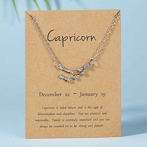 Belleper 12 Constellation Zodiac Sign Necklace For Women Silver Jewelry Leo Libra Aries Pendant Horoscope Astrology Necklace