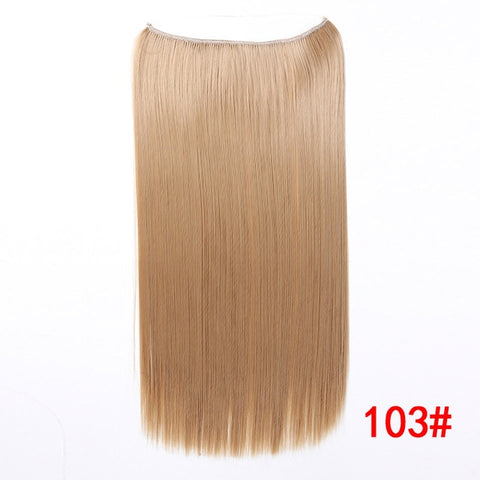 Allaosify 24" Invisible Wire No Clips In Hair Extensions Secret Fish Line Hairpieces Synthetic Straight Wavy Hair Extensions