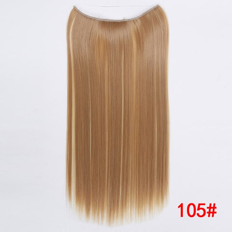 Allaosify 24" Invisible Wire No Clips In Hair Extensions Secret Fish Line Hairpieces Synthetic Straight Wavy Hair Extensions