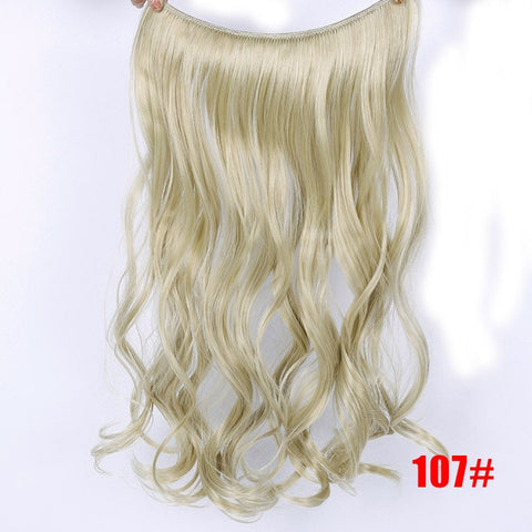 Allaosify 24" Invisible Wire No Clips In Hair Extensions Secret Fish Line Hairpieces Synthetic Straight Wavy Hair Extensions