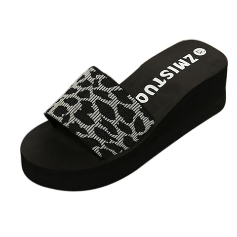 Summer Women Shoes Platform Bath Slippers Wedge Beach Slope Flops Slippers Shoes Summer Beach Casual Shoes Girls Crystal Wedges