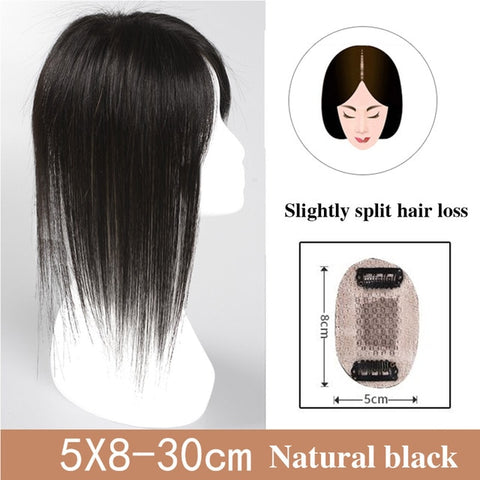 JINKAILI Top Piece Closure Toupee Black Brown Top Natural Straight Hair Female Hear Resistant Synthetic Hair Piece Women