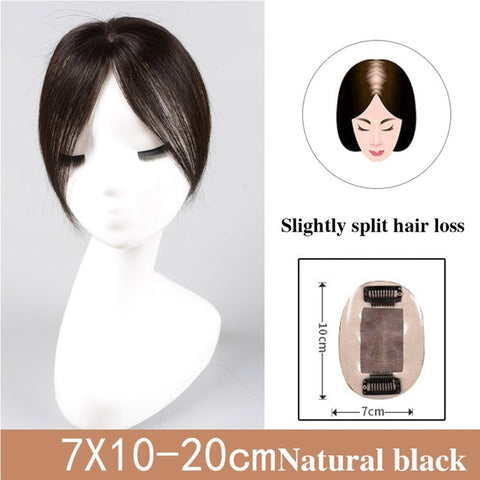 JINKAILI Top Piece Closure Toupee Black Brown Top Natural Straight Hair Female Hear Resistant Synthetic Hair Piece Women