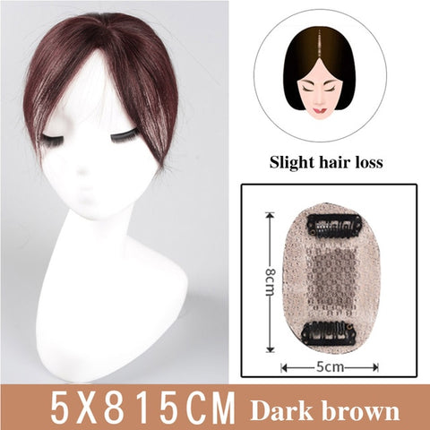 JINKAILI Top Piece Closure Toupee Black Brown Top Natural Straight Hair Female Hear Resistant Synthetic Hair Piece Women