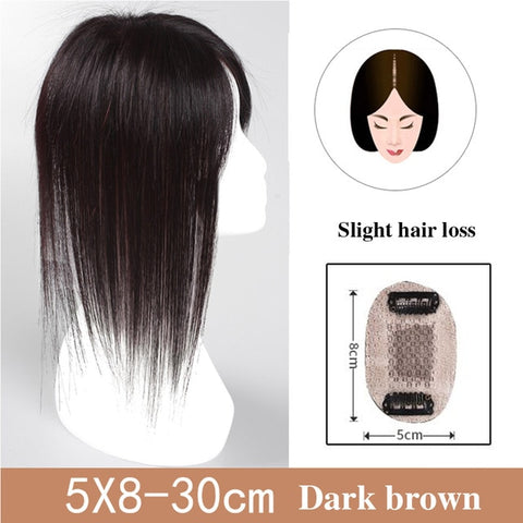 JINKAILI Top Piece Closure Toupee Black Brown Top Natural Straight Hair Female Hear Resistant Synthetic Hair Piece Women