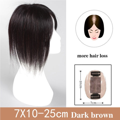 JINKAILI Top Piece Closure Toupee Black Brown Top Natural Straight Hair Female Hear Resistant Synthetic Hair Piece Women