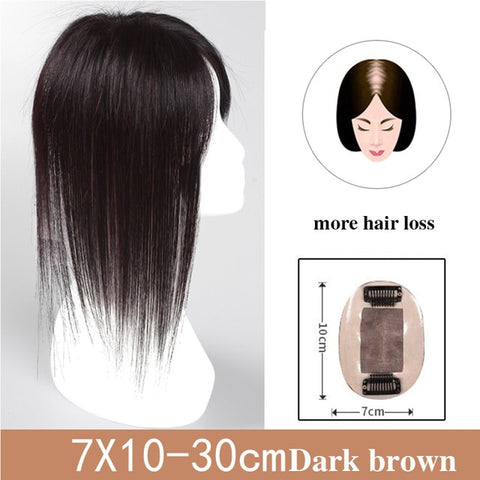 JINKAILI Top Piece Closure Toupee Black Brown Top Natural Straight Hair Female Hear Resistant Synthetic Hair Piece Women