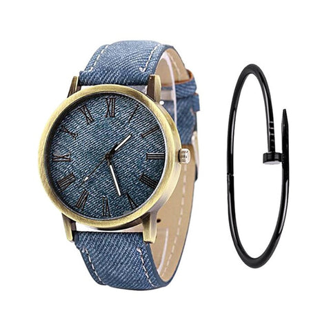 MEIBO Relojes Women Quartz Watches Denim Design Leather Strap Male Casual Wristwatch Relogio Masculino Ladies Watch female watch