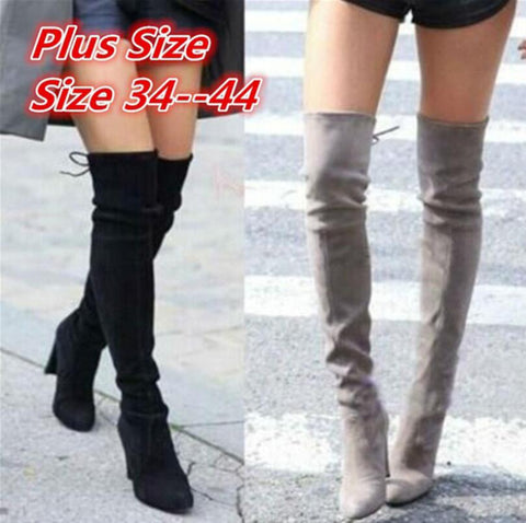 2019 New Faux Suede Slim Boots Sexy Over The Knee High Women Fashion Winter Thigh High Boots Shoes Woman Fashion Botas Mujer