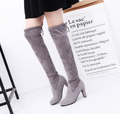 2019 New Faux Suede Slim Boots Sexy Over The Knee High Women Fashion Winter Thigh High Boots Shoes Woman Fashion Botas Mujer