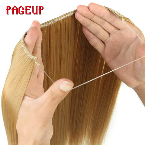 Pageup One Piece Long Blonde Hair Extensions Invisible Synthetic Hair Pieces For Women Fish Line Invisible Hair Extension