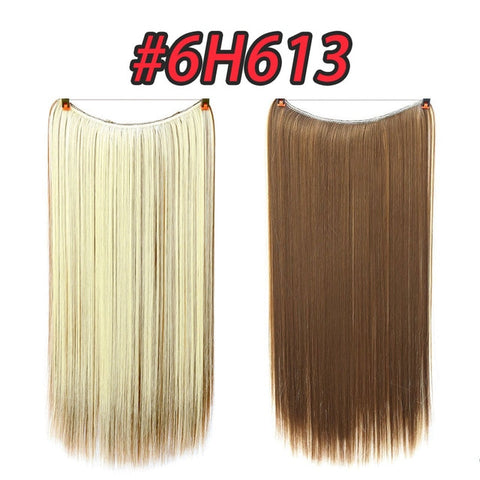 Pageup One Piece Long Blonde Hair Extensions Invisible Synthetic Hair Pieces For Women Fish Line Invisible Hair Extension