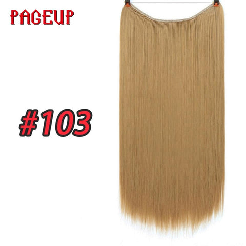 Pageup One Piece Long Blonde Hair Extensions Invisible Synthetic Hair Pieces For Women Fish Line Invisible Hair Extension