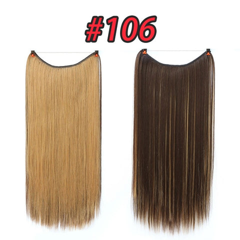 Pageup One Piece Long Blonde Hair Extensions Invisible Synthetic Hair Pieces For Women Fish Line Invisible Hair Extension