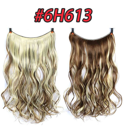 Pageup One Piece Long Blonde Hair Extensions Invisible Synthetic Hair Pieces For Women Fish Line Invisible Hair Extension