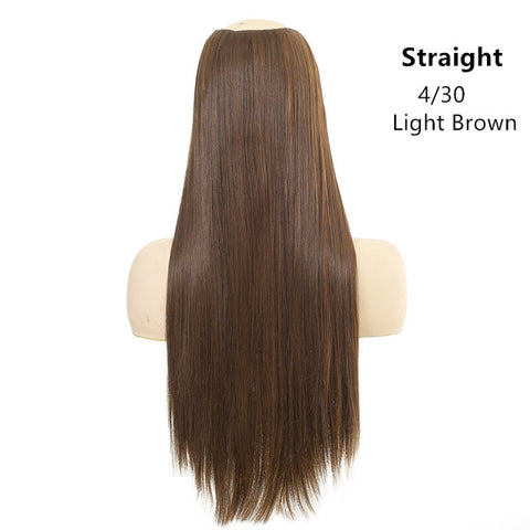 SARLA 24" 170g U-Part Clip in Hair Extension Straight & Wavy Ombre One Piece Head Long Natural False Synthetic Hairpieces