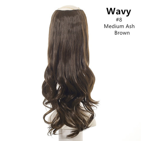 SARLA 24" 170g U-Part Clip in Hair Extension Straight & Wavy Ombre One Piece Head Long Natural False Synthetic Hairpieces