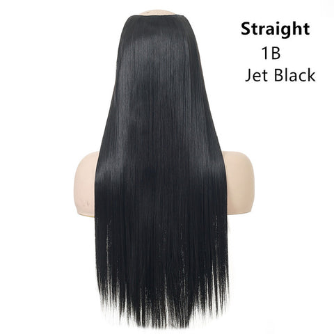 SARLA 24" 170g U-Part Clip in Hair Extension Straight & Wavy Ombre One Piece Head Long Natural False Synthetic Hairpieces