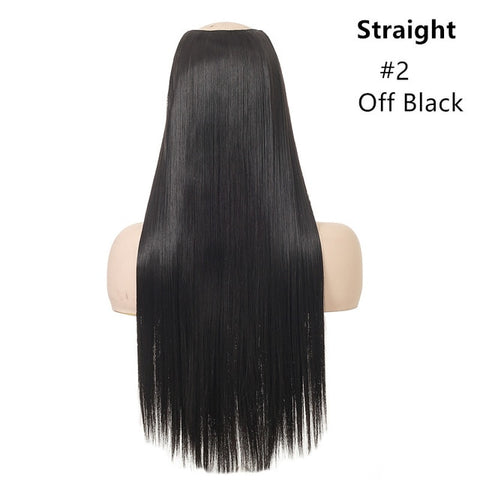 SARLA 24" 170g U-Part Clip in Hair Extension Straight & Wavy Ombre One Piece Head Long Natural False Synthetic Hairpieces