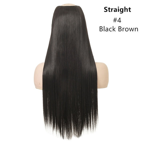 SARLA 24" 170g U-Part Clip in Hair Extension Straight & Wavy Ombre One Piece Head Long Natural False Synthetic Hairpieces