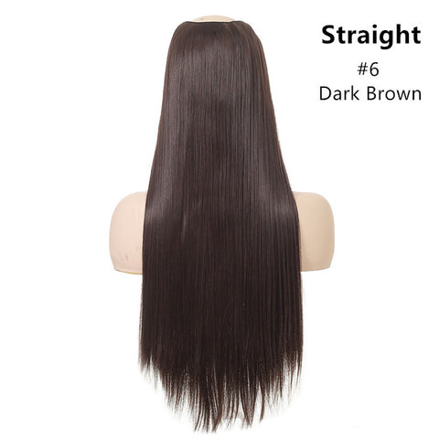 SARLA 24" 170g U-Part Clip in Hair Extension Straight & Wavy Ombre One Piece Head Long Natural False Synthetic Hairpieces