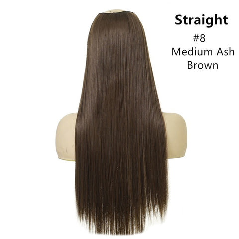 SARLA 24" 170g U-Part Clip in Hair Extension Straight & Wavy Ombre One Piece Head Long Natural False Synthetic Hairpieces