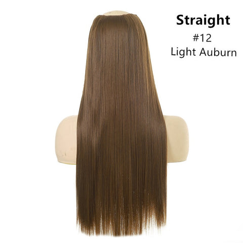 SARLA 24" 170g U-Part Clip in Hair Extension Straight & Wavy Ombre One Piece Head Long Natural False Synthetic Hairpieces